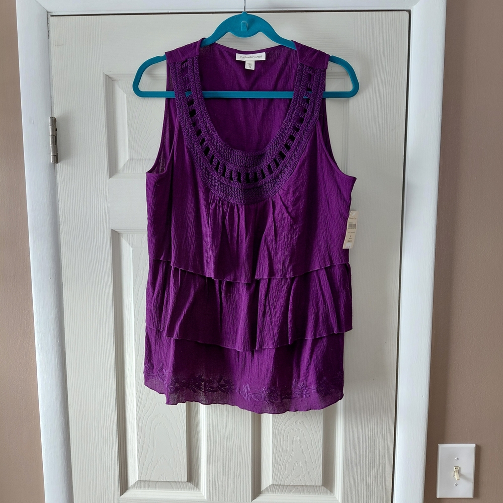 Coldwater Creek Rich Purple Layered Blouse